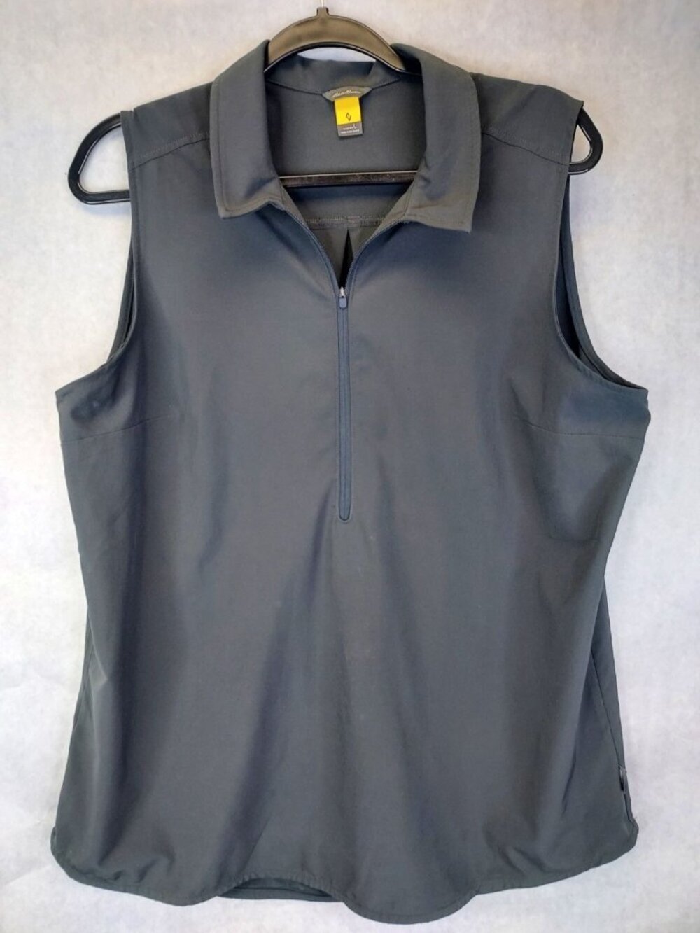 Eddie Bauer Travex Departure 1/2-Zip Tank Top Women's L Gray Gorpcore Quick Dry